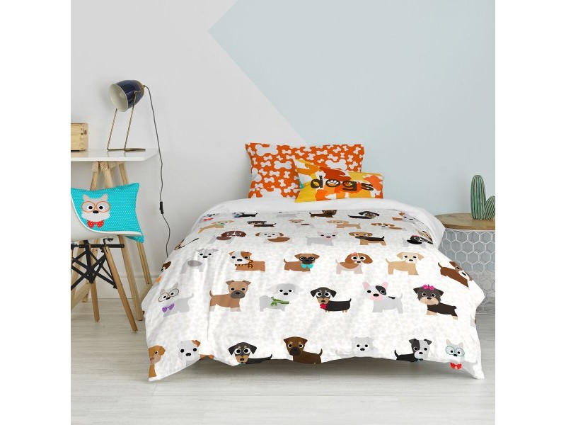 Комплект покривка за завивка HappyFriday Mr Fox Dogs Многоцветен 80 легло 2 Части