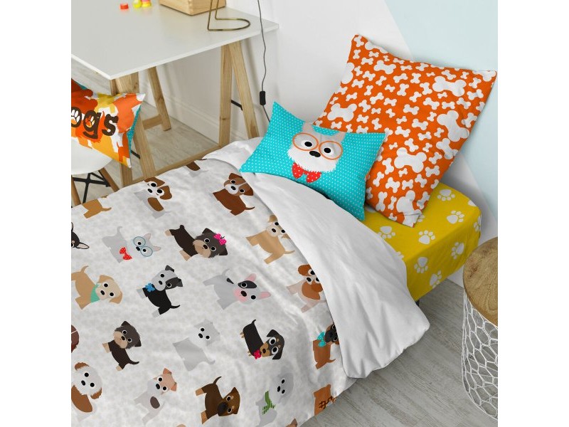 Комплект покривка за завивка HappyFriday Mr Fox Dogs Многоцветен 80 легло 2 Части