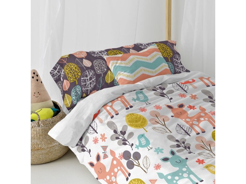 Комплект покривка за завивка HappyFriday Moshi Moshi Woodland Многоцветен 80/90 легло 2 Части