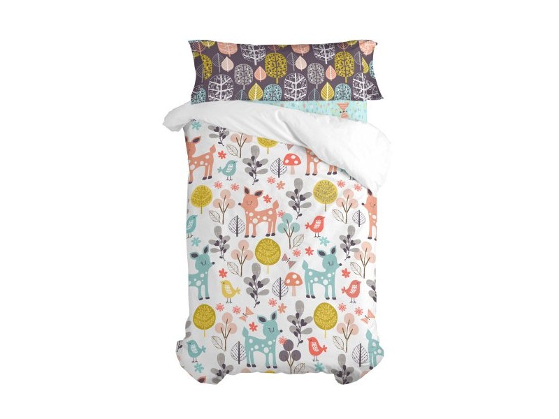 Комплект покривка за завивка HappyFriday Moshi Moshi Woodland Многоцветен 80/90 легло 2 Части