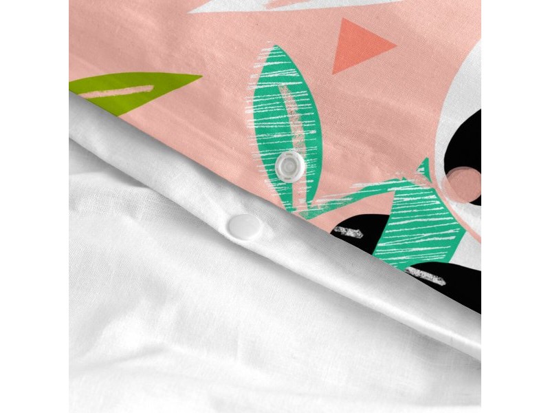 Комплект покривка за завивка HappyFriday Moshi Moshi Panda Garden Розов Бебешко Креватче 2 Части