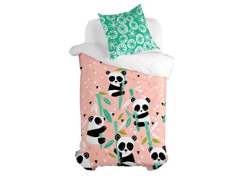 Комплект покривка за завивка HappyFriday Moshi Moshi Panda Garden Розов 80 легло 2 Части