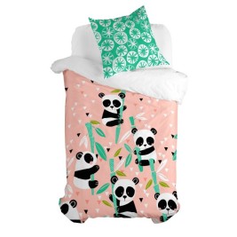 Комплект покривка за завивка HappyFriday Moshi Moshi Panda Garden Розов 80 легло 2 Части