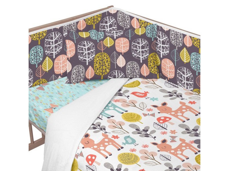 Протектор за ясла HappyFriday Moshi moshi Woodland Многоцветен 210 x 40 cm