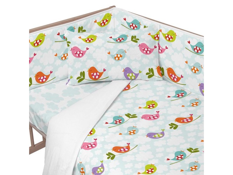 Протектор за ясла HappyFriday Mr Fox Little birds Многоцветен 210 x 40 cm