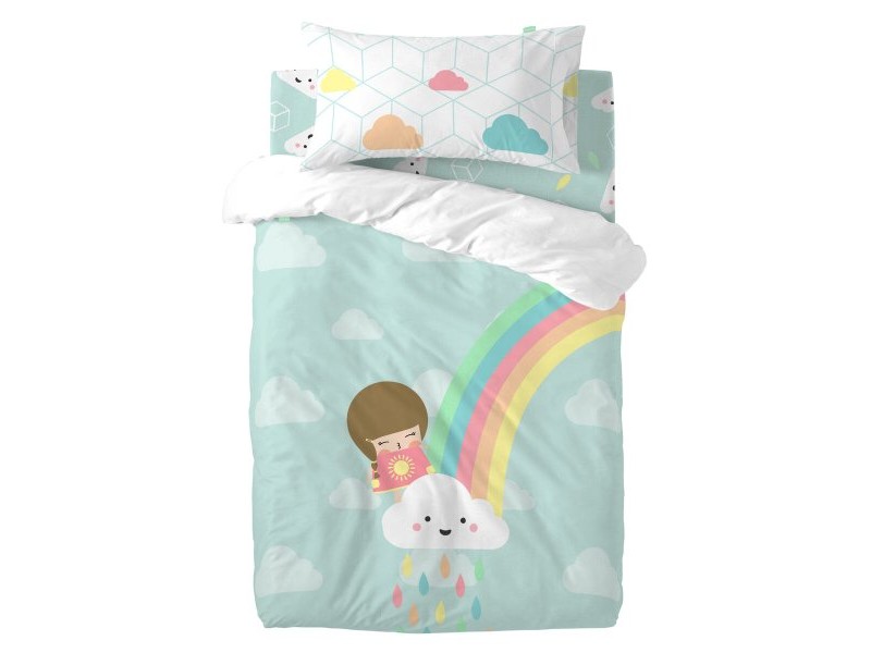 Комплект покривка за завивка HappyFriday Happynois Rainbow Многоцветен Бебешко Креватче 2 Части
