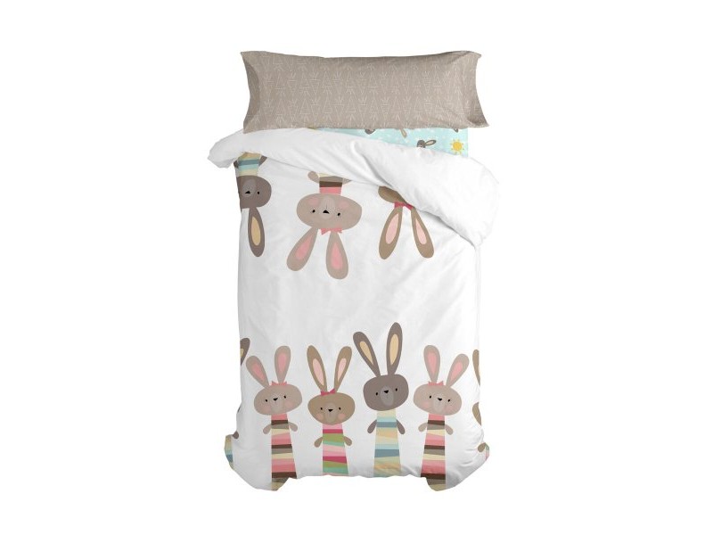 Комплект покривка за завивка HappyFriday Moshi Moshi Rabbit Family Многоцветен 80/90 легло 2 Части