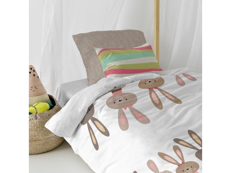 Комплект покривка за завивка HappyFriday Moshi Moshi Rabbit Family Многоцветен 80 легло 2 Части