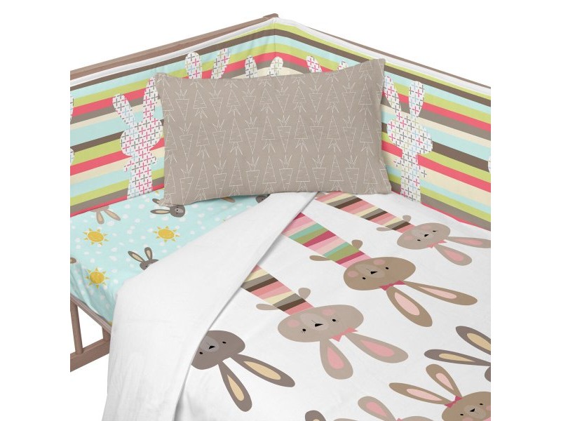 Протектор за ясла HappyFriday Moshi Moshi Rabbit family Многоцветен 210 x 40 cm