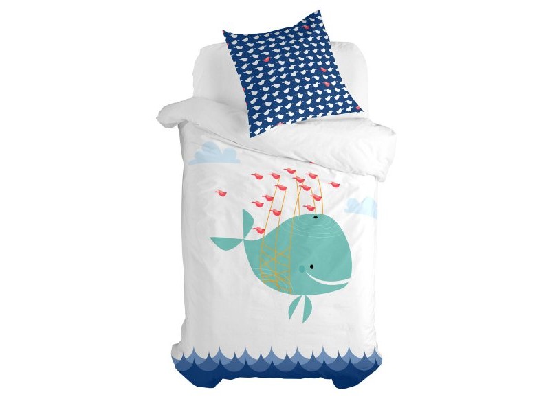 Комплект покривка за завивка HappyFriday Moshi Moshi Whale Многоцветен 80 легло 2 Части