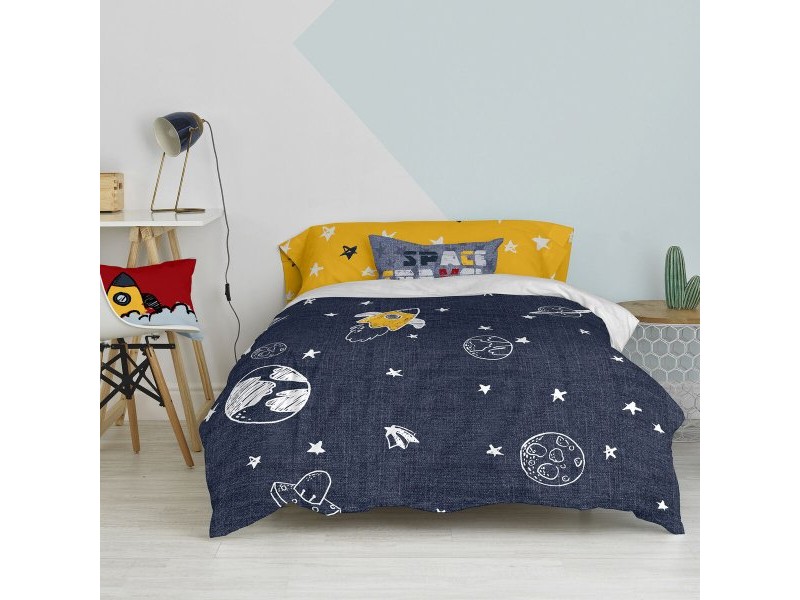 Комплект покривка за завивка HappyFriday Mr Fox Starspace  Многоцветен 105 легло 2 Части