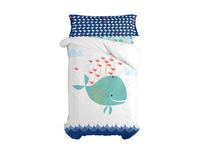 Комплект покривка за завивка HappyFriday Moshi Moshi Whale Многоцветен 105 легло 2 Части