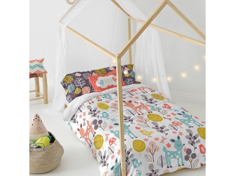 Комплект покривка за завивка HappyFriday Moshi Moshi Woodland Многоцветен 105 легло 2 Части