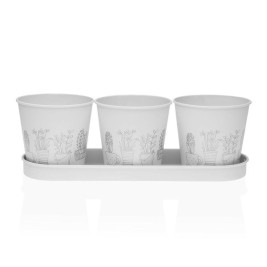 Саксия Versa Бял Троен Метал (11 x 33 cm)