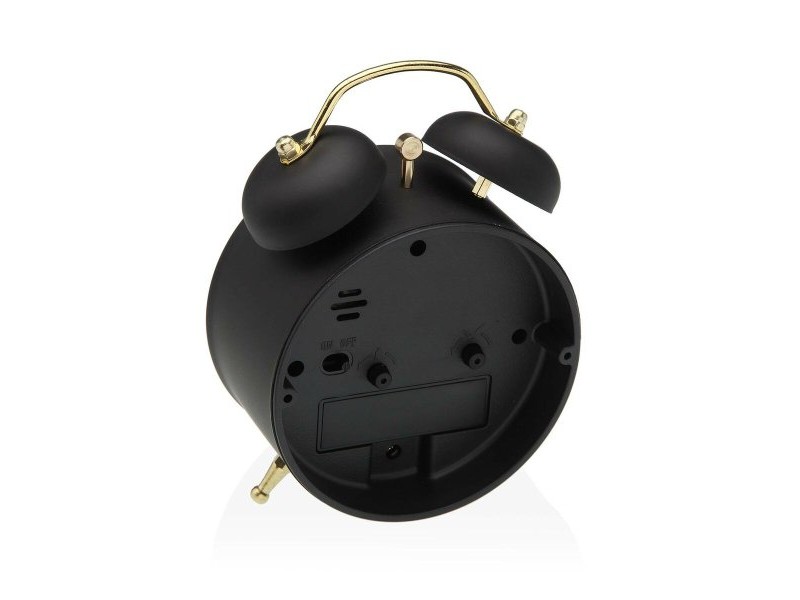 Часовник с аларма Versa Черен Метал 5,4 x 13,5 x 9,7 cm