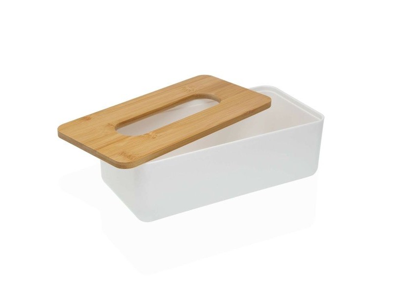 Кутия за кърпички Versa Бамбук полипропилен 13,1 x 8,6 x 26,1 cm Бял