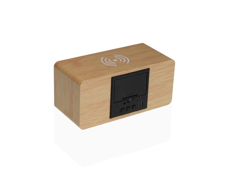 Часовник с аларма Versa Дървен MDF Максималист 7 x 7 x 15 cm