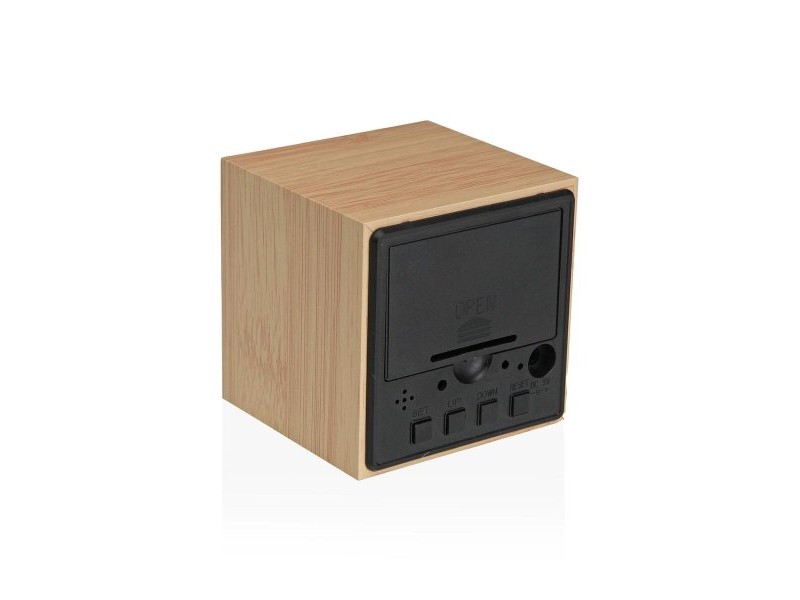 Часовник с аларма Versa Дървен MDF Максималист 6,4 x 6,3 x 6,4 cm