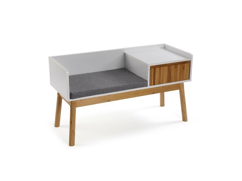 Табуретка Versa Бамбук Текстил Дървен MDF 40 x 55 x 100 cm