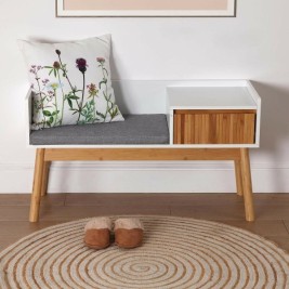Табуретка Versa Бамбук Текстил Дървен MDF 40 x 55 x 100 cm