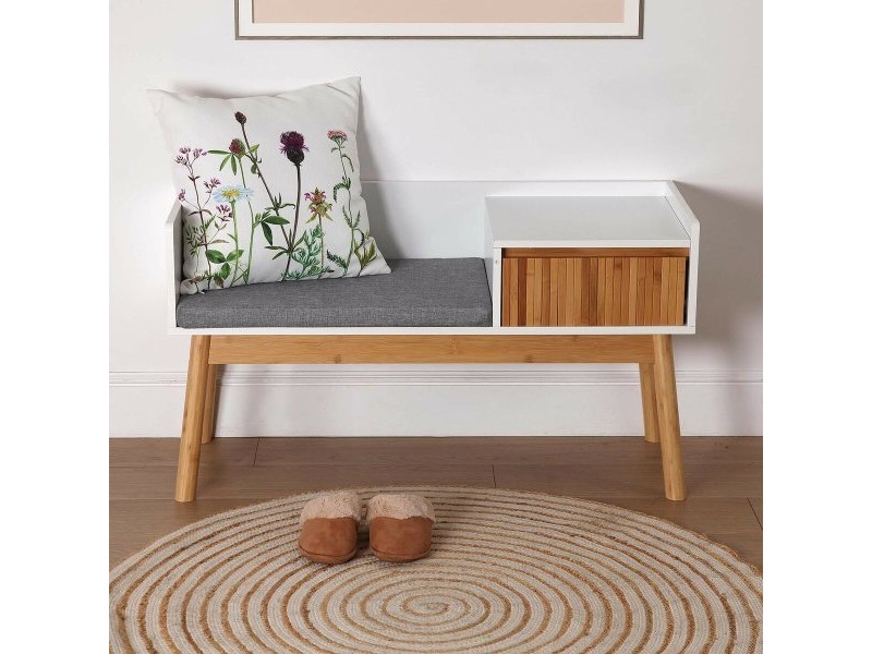 Табуретка Versa Бамбук Текстил Дървен MDF 40 x 55 x 100 cm