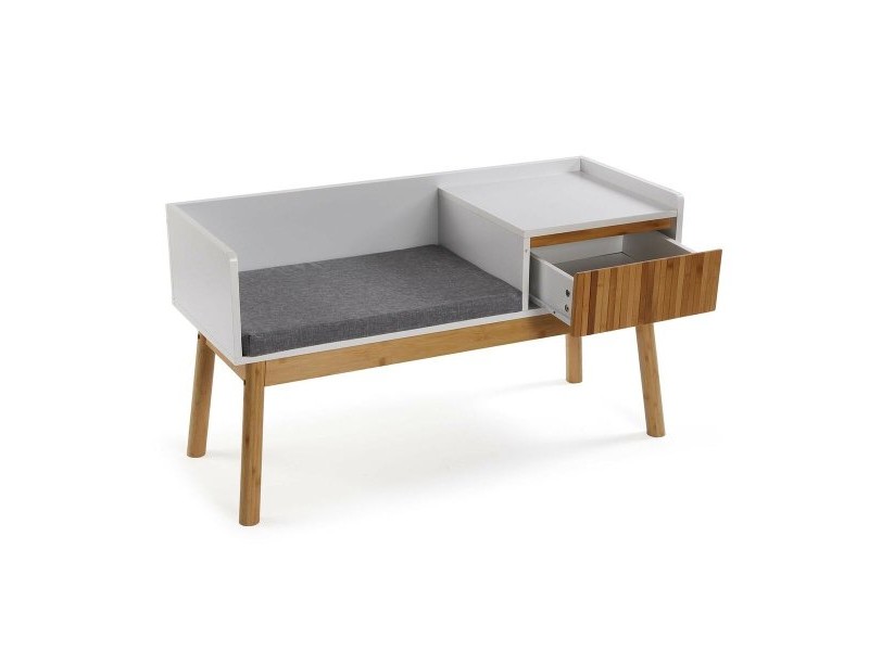 Табуретка Versa Бамбук Текстил Дървен MDF 40 x 55 x 100 cm