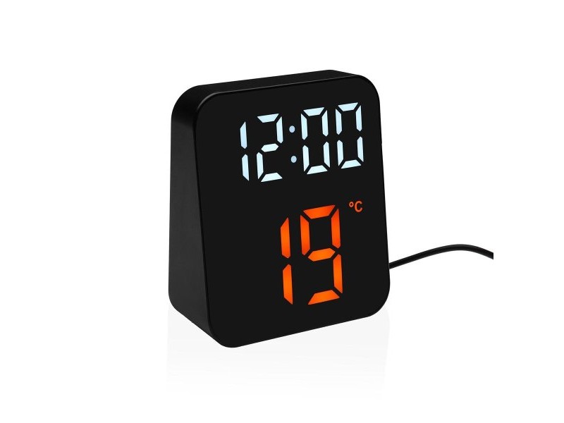 Часовник с аларма Versa Бял Черен