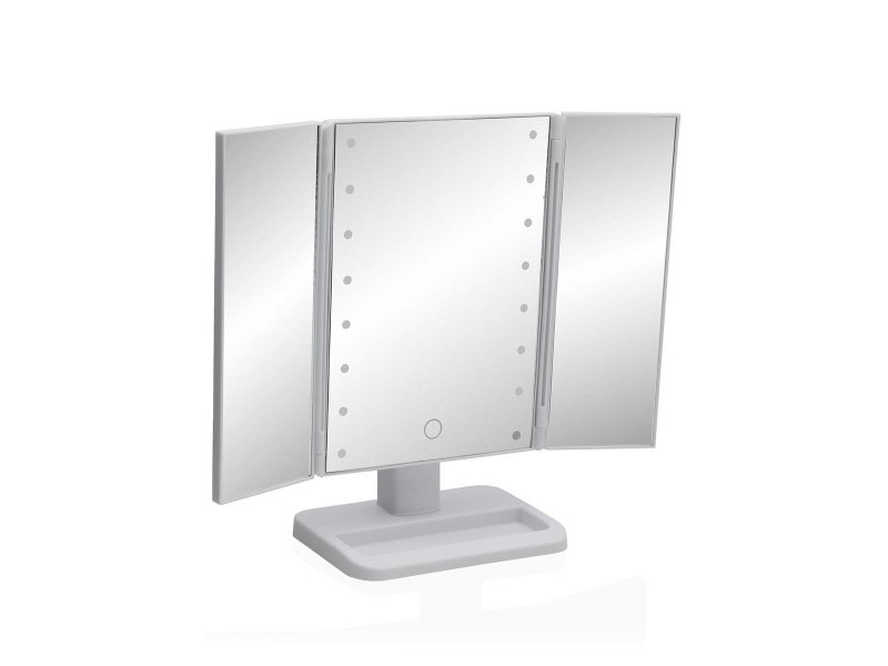 Баня огледало с LED светлина Versa Бял полипропилен Огледало 11,6 X 29,5 X 18 CM