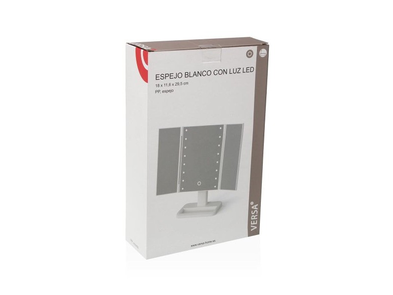 Баня огледало с LED светлина Versa Бял полипропилен Огледало 11,6 X 29,5 X 18 CM
