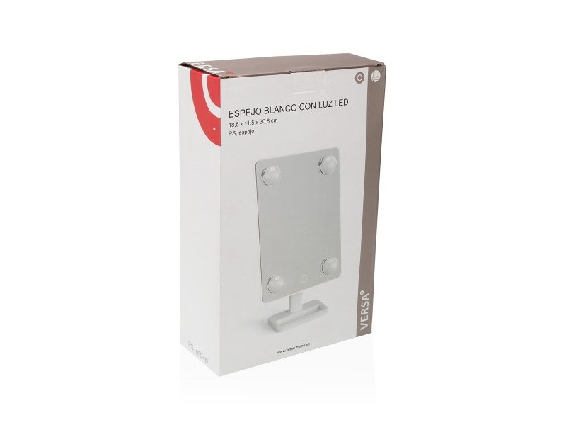 Баня огледало с LED светлина Versa Бял полистирен Огледало 11,5 X 30,8 X 18,5 CM