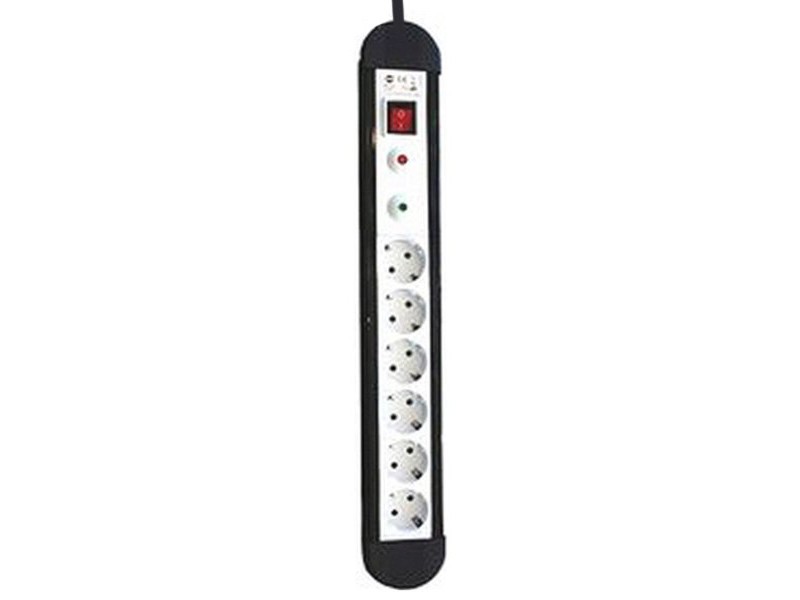 Контакт - 6 изхода с копче Silver Electronics 49646 3680W Черен