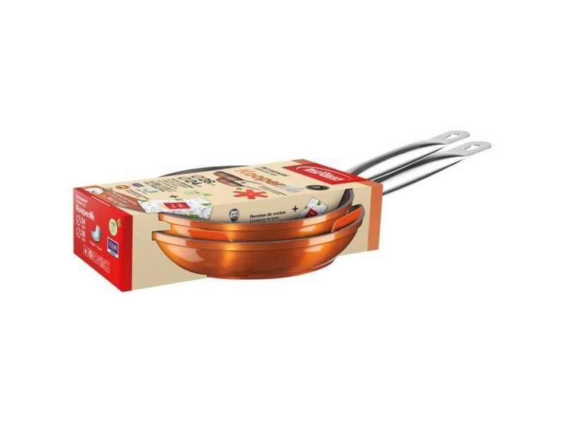 Тиган Inoxibar KOOPERME Мед Закален алуминиум Ø 24 cm Ø 28 cm (28 cm) (Ø 24 cm) (2 броя)