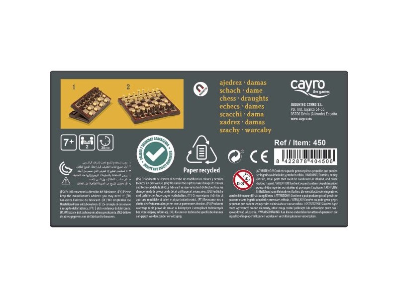 Дъска за Шах и Дама Magnetic Cayro C450 Пластмаса (16 x 16 cm)