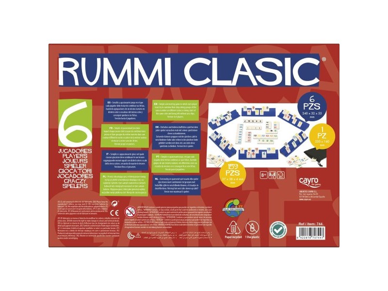 Настолна игра Rummi Classic Cayro (ES-PT-EN-FR-IT-DE) (ES-PT-EN-FR-IT-GR) (35 x 26 x 6 cm)