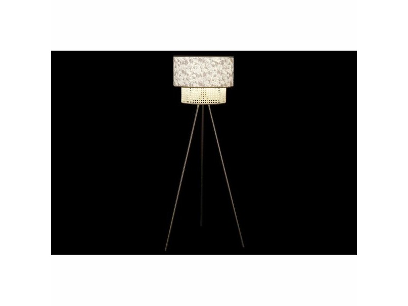 Лампион DKD Home Decor Естествен Черен Метал Палми полиестер Колониален (60 x 60 x 129 cm)