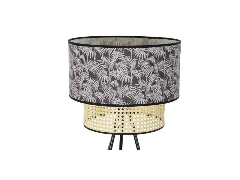 Лампион DKD Home Decor Естествен Черен Метал Палми полиестер Колониален (60 x 60 x 129 cm)