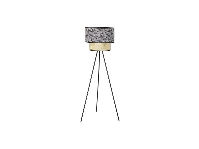 Лампион DKD Home Decor Естествен Черен Метал Палми полиестер Колониален (60 x 60 x 129 cm)