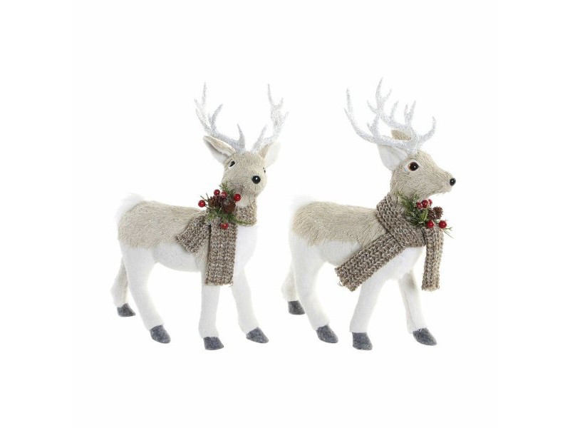 Коледна Украса DKD Home Decor Бежов полиестер Бял полистирен Царица (9 x 24 x 33 cm)