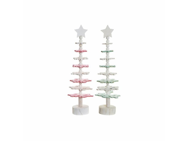 Коледно дърво DKD Home Decor Дървен MDF (2 pcs) (11 x 11 x 41 cm)
