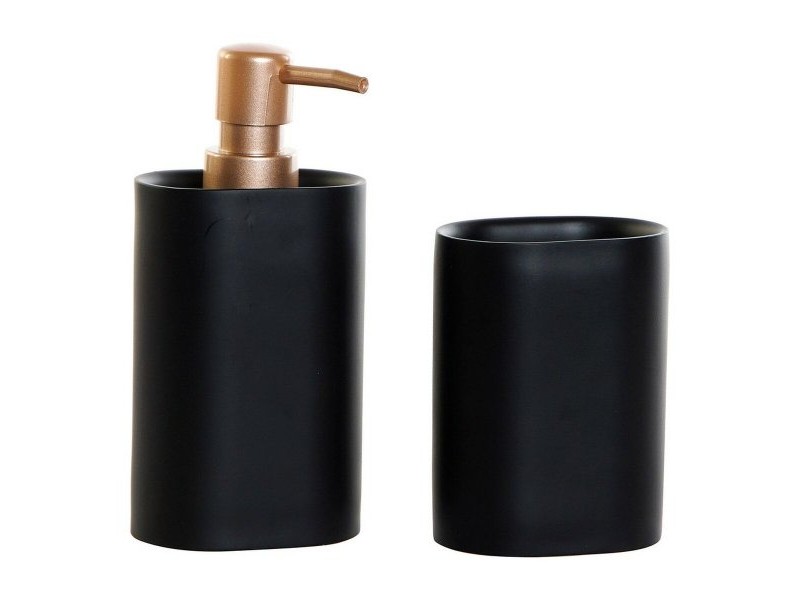 Комплект за Баня DKD Home Decor Черен Златен PVC Смола Glam 8,5 x 6 x 18 cm (2 броя) Комплект за Баня DKD Home Decor Черен Златен PVC Смола Glam 8,5 x 6 x 18 cm (2 броя)