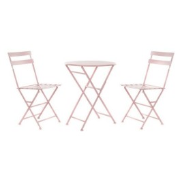 Комплект от маса с 2 стола DKD Home Decor MB-177410 Розов 60 x 60 x 75 cm (3 pcs)