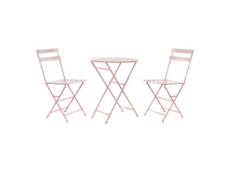 Комплект от маса с 2 стола DKD Home Decor MB-177410 Розов 60 x 60 x 75 cm (3 pcs)