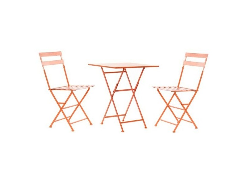 Комплект от маса с 2 стола DKD Home Decor MB-177412 Корал 60 x 60 x 75 cm (3 pcs)