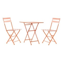 Комплект от маса с 2 стола DKD Home Decor MB-177412 Корал 60 x 60 x 75 cm (3 pcs)