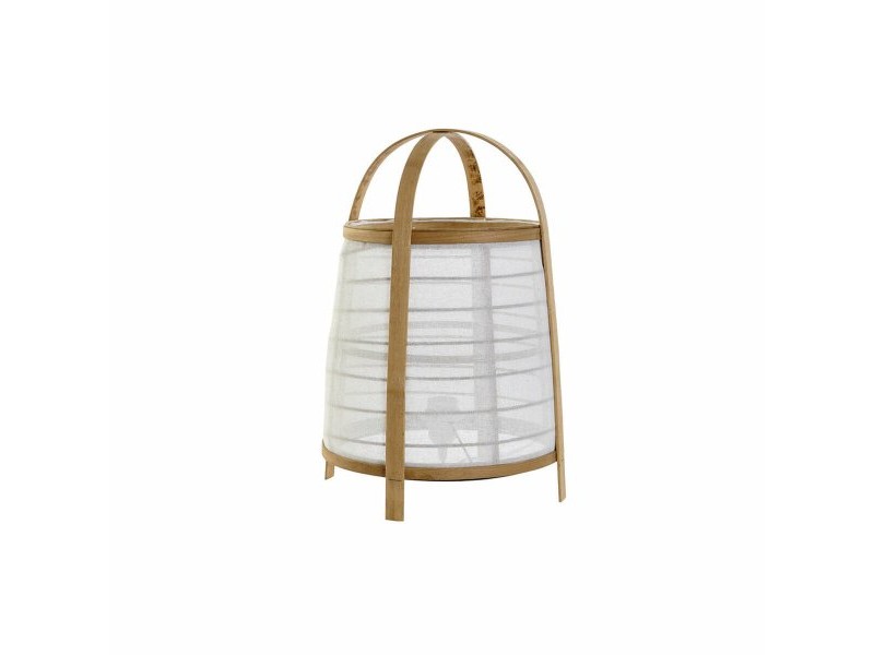 Настолна лампа DKD Home Decor Бял Естествен Бамбук 40 W 220 V 32 x 32 x 45,5 cm