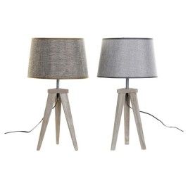 Настолна лампа DKD Home Decor Лист Сив Кафяв лен 250 V 60 W Бор (30 x 30 x 57.5 cm) (2 pcs)