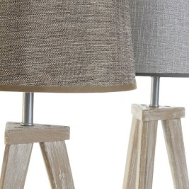Настолна лампа DKD Home Decor Лист Сив Кафяв лен 250 V 60 W Бор (30 x 30 x 57.5 cm) (2 pcs)