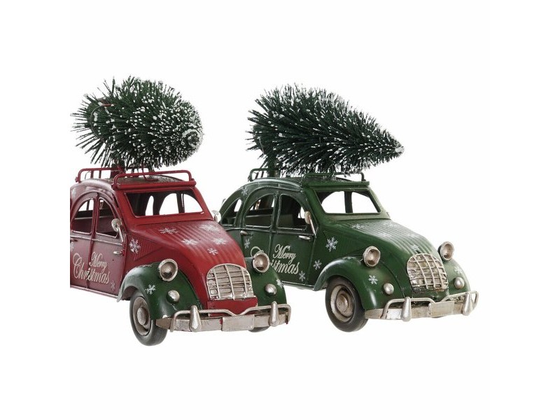 Коледна Украса DKD Home Decor Червен Зелен Кола 26 x 11,5 x 16,5 cm (2 броя)