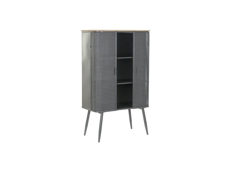 Лавица DKD Home Decor Естествен Сив Метал Дървен 2 Рафтове (79 x 39 x 133 cm)