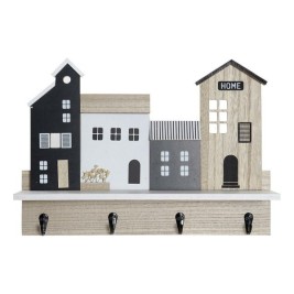 Лавица DKD Home Decor Поставка за палто 39 x 9 x 27 cm Черен Кафяв Бял Дървен MDF
